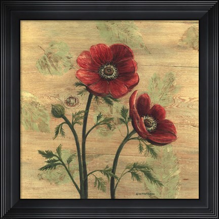 Framed Anemone on Wood Print