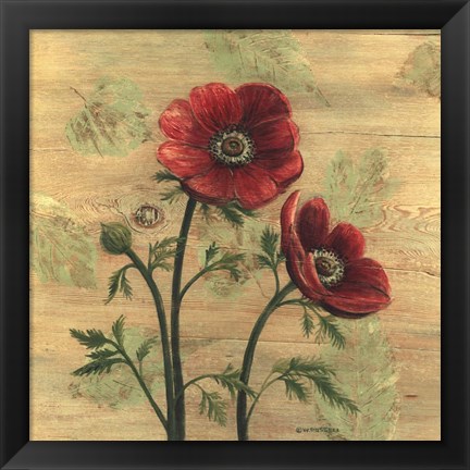 Framed Anemone on Wood Print