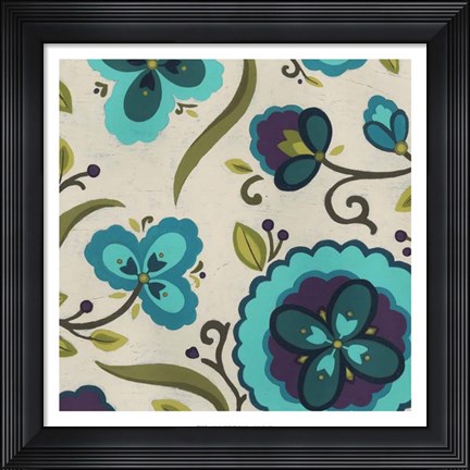 Framed Peacock Garden I Print