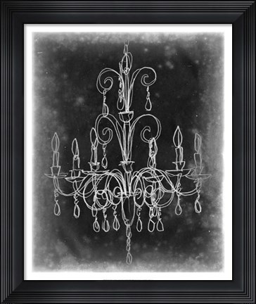 Framed Chalkboard Chandelier Sketch II Print