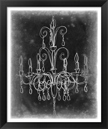 Framed Chalkboard Chandelier Sketch II Print