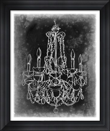 Framed Chalkboard Chandelier Sketch III Print