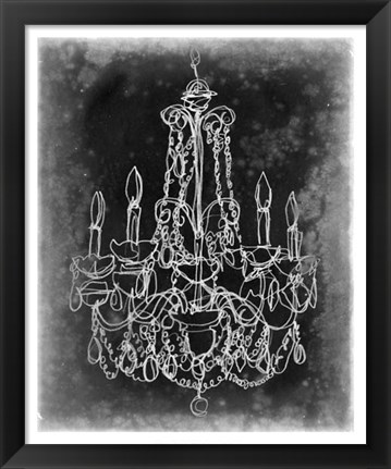 Framed Chalkboard Chandelier Sketch III Print