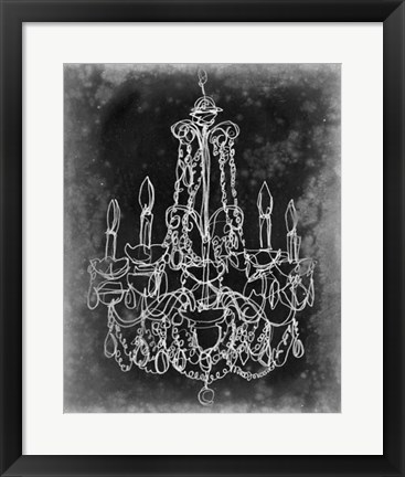 Framed Chalkboard Chandelier Sketch III Print