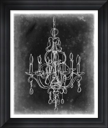 Framed Chalkboard Chandelier Sketch IV Print