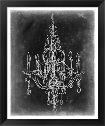 Framed Chalkboard Chandelier Sketch IV Print