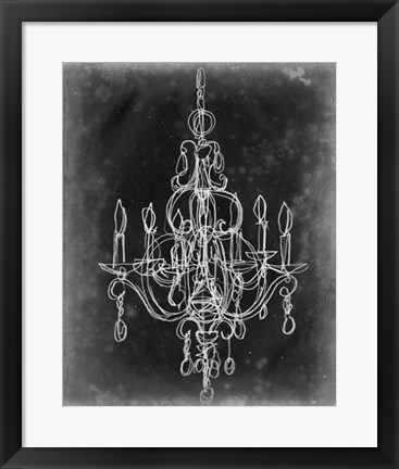 Framed Chalkboard Chandelier Sketch IV Print