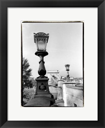 Framed Chain Bridge over the Danube River Print