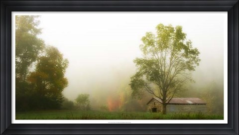 Framed Fog at the Farm Print