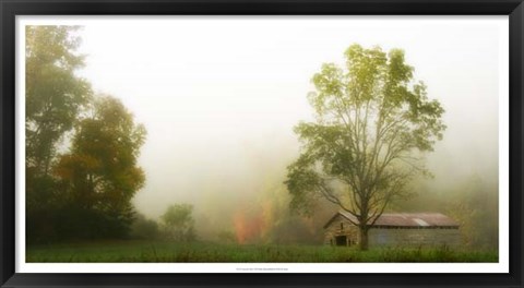 Framed Fog at the Farm Print