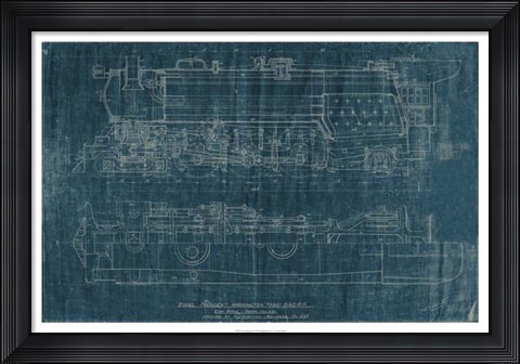 Framed Train Blueprint I Print