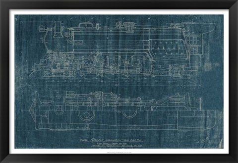 Framed Train Blueprint I Print