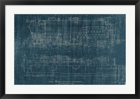 Framed Train Blueprint I Print