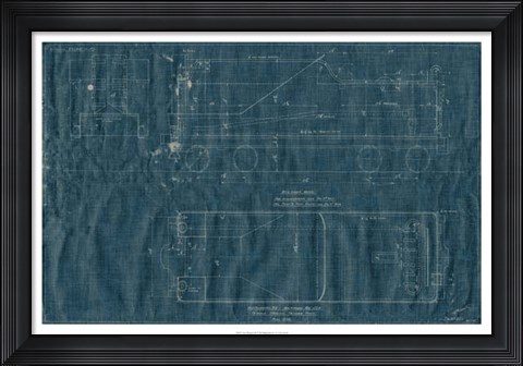 Framed Train Blueprint III Print