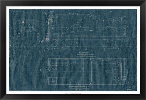 Framed Train Blueprint III Print