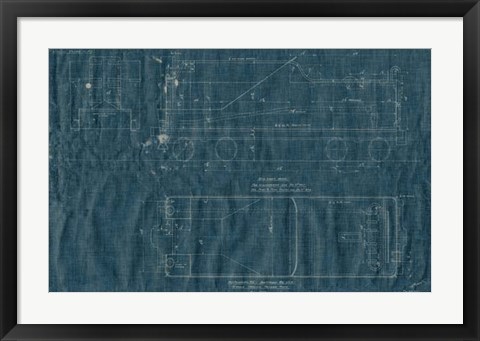 Framed Train Blueprint III Print