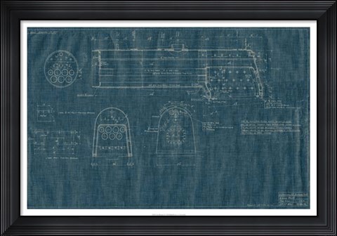 Framed Train Blueprint IV Print