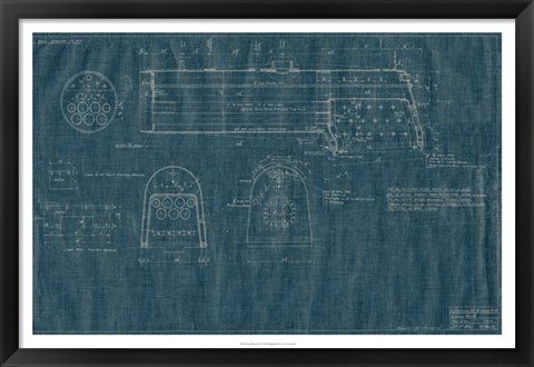 Framed Train Blueprint IV Print