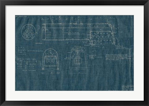 Framed Train Blueprint IV Print