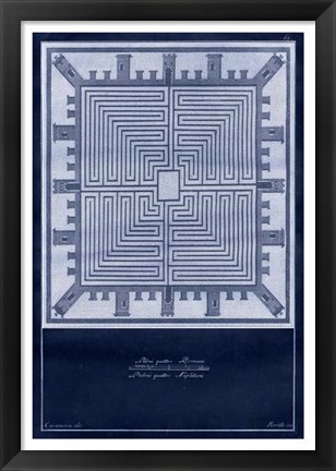 Framed Indigo Tile I Print