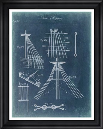 Framed Nautical Detail Blueprint II Print