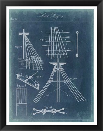 Framed Nautical Detail Blueprint II Print