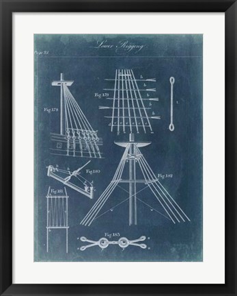 Framed Nautical Detail Blueprint II Print