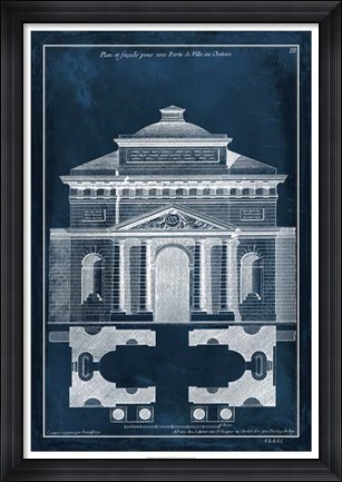 Framed Palace Facade Blueprint II Print