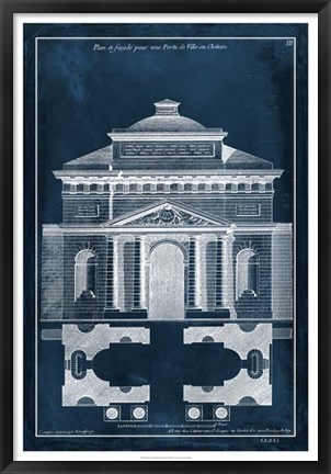 Framed Palace Facade Blueprint II Print