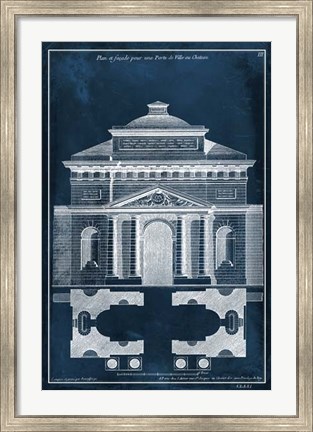 Framed Palace Facade Blueprint II Print