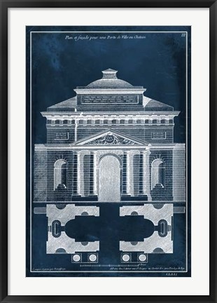 Framed Palace Facade Blueprint II Print