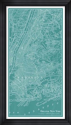 Framed Graphic Map of New York Print