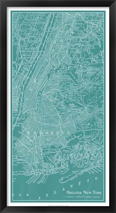 Framed Graphic Map of New York Print
