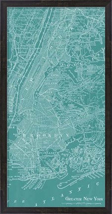 Framed Graphic Map of New York Print
