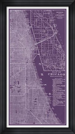 Framed Graphic Map of Chicago Print