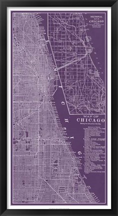 Framed Graphic Map of Chicago Print