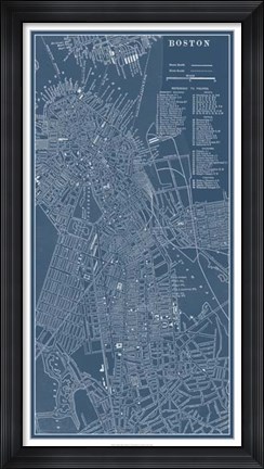 Framed Graphic Map of Boston Print