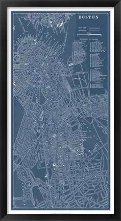 Framed Graphic Map of Boston Print