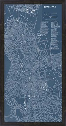 Framed Graphic Map of Boston Print