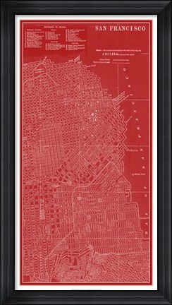Framed Graphic Map of San Francisco Print
