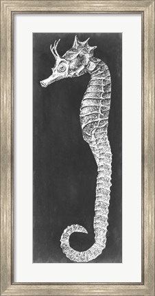 Framed Seahorse Blueprint I Print