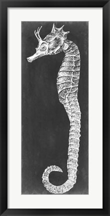 Framed Seahorse Blueprint I Print