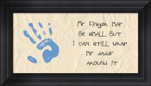 Framed My Finger May Be Small Blue Handprint Print