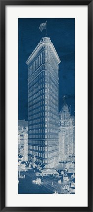 Framed Flat Iron 1909 Blueprint Panel Print