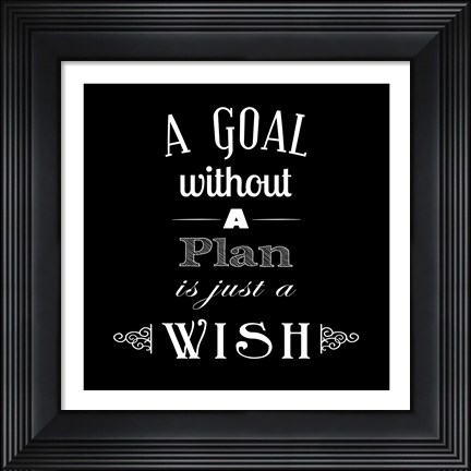 Framed Goal Without A Plan Is Just A Wish Print