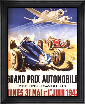Framed Grand Prix Automobile Nimes Print