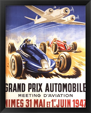 Framed Grand Prix Automobile Nimes Print