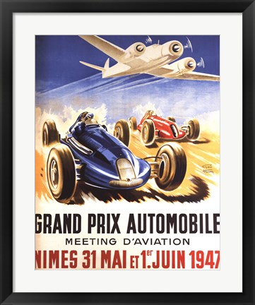 Framed Grand Prix Automobile Nimes Print