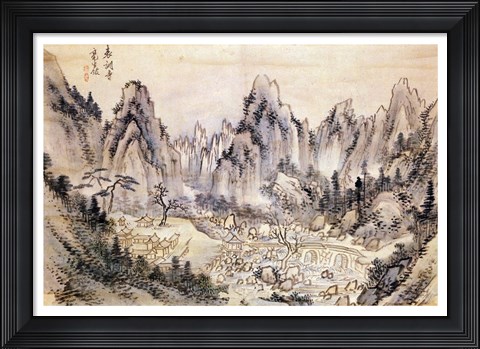 Framed Pyohun Temple at Diamond Mountains Print