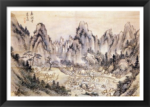 Framed Pyohun Temple at Diamond Mountains Print